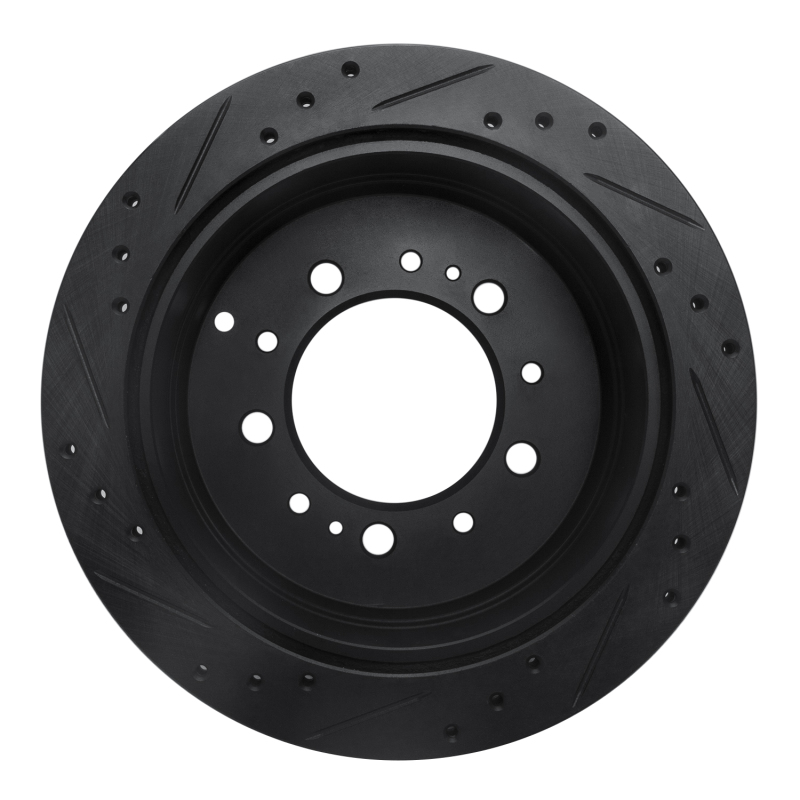 Lexus LX470 Brake Rotor (1) - Rear Right - R1 Concepts - Drilled & Slotted - Black - `98-`07